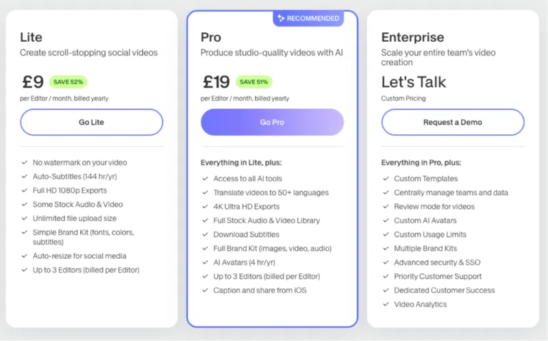 Veed.io Pricing Plans